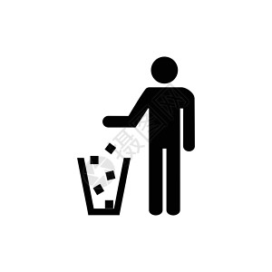垃圾符号 不要乱扔垃圾的标志 垃圾图标 白色背景上的标志 平面矢量图孩子商业环境回收夫妻人士黑色按钮商务标签背景图片