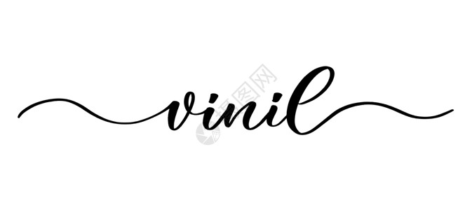 面料标志Vinil - 矢量书法铭文 线条流畅 适用于商店面料和针织 标志 纺织品插画