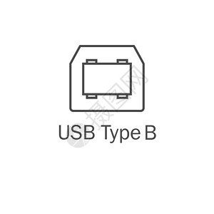 Usb 端口图标 Usb 类型 B 矢量图解 平面设计背景图片