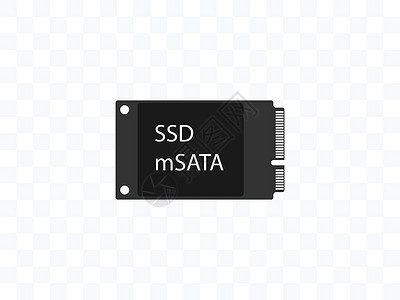 数据硬盘固态驱动器 ssd mSATA 图标 矢量图 平面设计等距电子贮存硬件单元视频记忆电路木板电脑插画