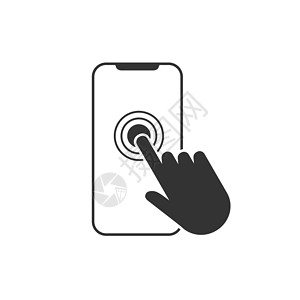 智能手机触摸屏图标 平面设计 矢量插图监视器药片屏幕指针电子工具白色按钮商业软垫插画