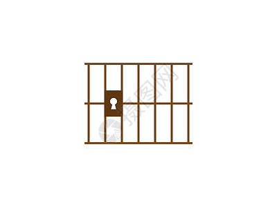 监狱 监狱图标 矢量插图 公寓设计金属安全男人白色刑事框架法律惩罚犯罪屏幕插画