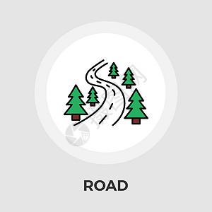 路图标道路病媒平板图标街道运动电脑车辆小路沥青绘画车道人行道土地插画