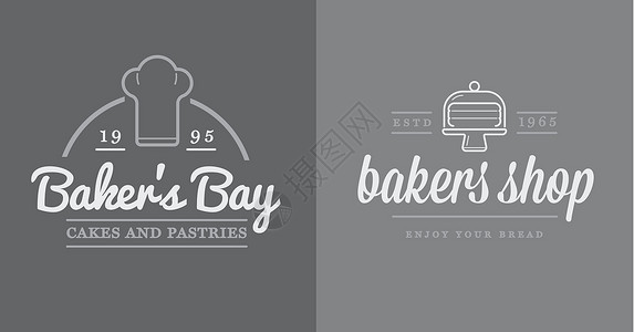 面包店logo一组矢量烤烤糕饼元素和面包图标说明可用作保费质量的Logo或图标羊角店铺甜甜圈混合器横幅沙拉黑板搅拌机标签勺子插画