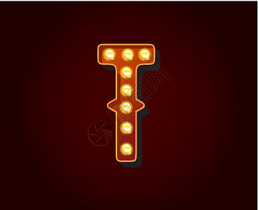 赌场或百老汇标志风格 光灯泡 用矢量字母字母字符大小海报商业标题展示艺术语言娱乐字体案件插画