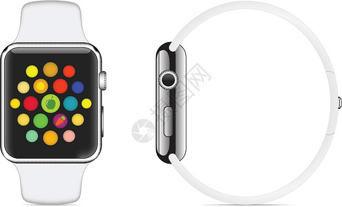 苹果手表充电画面具有智能界面的智能监视显示图示色彩多彩矢量说明图标橙子手表工具金子运动时间技术创新插图展示插画