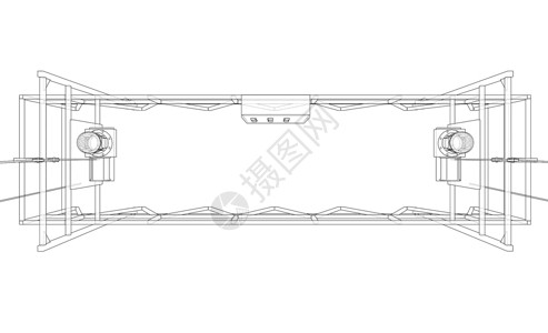 空建筑电梯 3D插图住宅绞盘住房建造摇篮多层工具财产脚手架草图背景图片