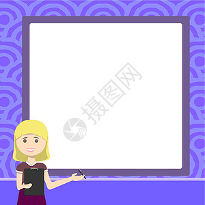 向老师问好女士绘图站着拿着剪贴板向团队提出新想法 使用木板为学生展示新技术教学教育框架套装老师快乐商业海报微笑女孩们设计图片