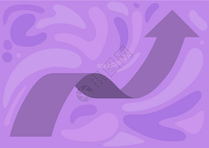 紫色向上箭头一个大长箭头的例证顺利地漂浮往天空高 大型冗长的指针绘图如此缓慢地向上指向天空海浪紫色纺织品蓝色创造力波纹图形圆圈运动商业设计图片