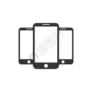 智能手机图标 设置 电话符号 矢量插图 平面设计细胞技术屏幕笔记本药片商业空白电脑展示黑色背景图片