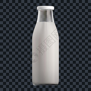 现实透明的清牛奶瓶孤立在背景上高清图片
