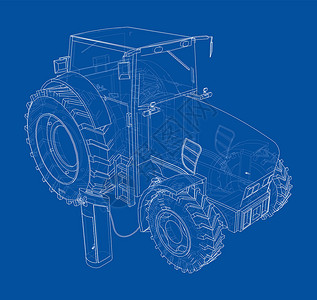 分析图线条电农场拖拉机充电站电池技术3d充值农民收费农业车轮收成车辆背景