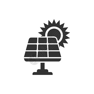 电池符号平板式太阳能面板图标 生态能源矢量插图以白色孤立背景显示 电动符号商业概念网站电脑活力细胞办公室力量太阳能板按钮阳光互联网插画