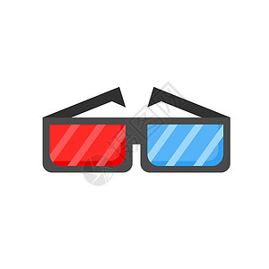 红色长箭头3d 眼镜图标 平板设计风格 现代矢量插图 孤立于白色背景