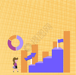 楼梯图女商务人士走向大型图表显示性能 女商务人士步向金融成功统一图人士货币创造力职业商业墙纸教育图形成就男人设计图片