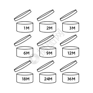 化妆品标识打开符号 矢量插图 平板设计之后的时期产品按钮架子杂货店标签奶油物品制药徽章黑色插画