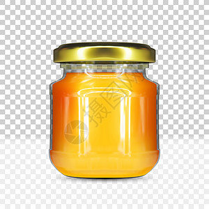 清空圆环蜂蜜玻璃罐加金螺丝帽插画
