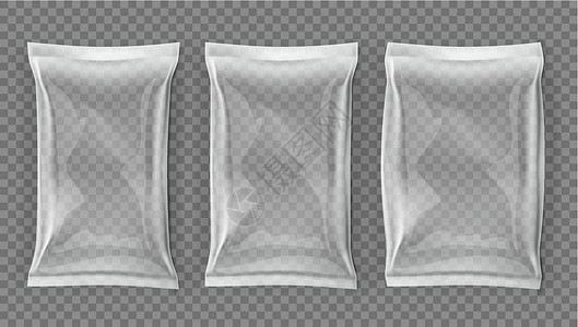 透明白纸素材现实主义的白纸白纸和肥肥袋包枕头小样小吃包装压板插图咖啡食物饼干嘲笑插画