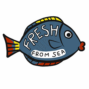 海洋动画漫画标志矢量说明鱼美食家食物标识海鲜插图餐厅背景图片