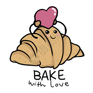 用爱的卡通漫画矢量插图烤面包背景图片