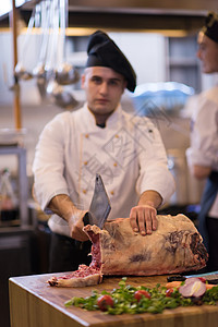 厨师切大牛肉职业餐饮斧头食谱工作烹饪屠宰场美食牛肉羊肉背景图片