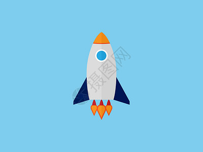 发射 火箭 启动图标 矢量说明 平面设计卡通片火焰商业星系网络科学航班项目蓝色产品背景图片