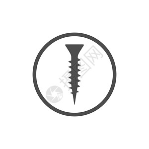 坚果店铺宣传硬件 螺丝图标 矢量插图 平板设计工程工业商业机械白色钻头指甲锤子工作黑色插画