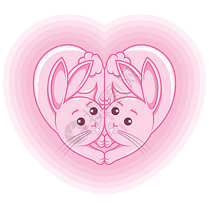 宠物领养心脏形状兔子的插图野兔徽标庆典家畜艺术领养收容所养殖关系投标插画