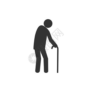 老人 行尸图标 矢量插图 平板设计男人衰老疼痛援助绘画事故成人帮助老年机动性背景图片