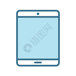 平面屏幕孤立在白色背景上的平板电脑直系蓝色图标 智能设备技术平面矢量图标 带有蓝色笔划 用于网络和移动应用程序 ui 设计和打印 平板电设计图片