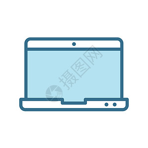 汤锅矢量图标笔记本电脑线性蓝色图标隔离在白色背景上 智能设备技术平面矢量图标 带有蓝色笔划 用于网络和移动应用程序 ui 设计和打印 笔记本设计图片