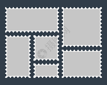 邮票模板 空白的矩形和平方邮戳收藏集邮邮寄邮件打印边界框架边缘信封插图背景图片