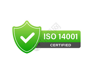 iso9001认证ISO 14001 认证徽章 图标 证书印章 平面设计矢量 病媒库存图示插画