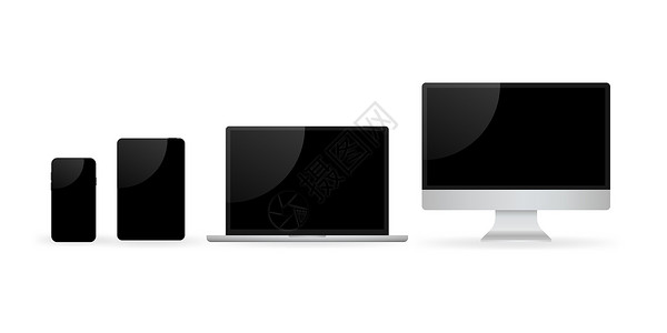现代计算机 笔记本电脑 白色背景的智能手机 以及电磁波和光学设备药片展示工具反应屏幕电话插图互联网桌面网络设计图片