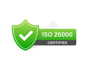 iso9001认证ISO 26000 认证徽章 图标 证书印章 平面设计矢量 病媒库存图示插画