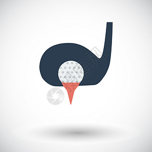 高尔夫平面单个图标夹子绘画旗帜黑色插图运动娱乐俱乐部闲暇球座背景图片