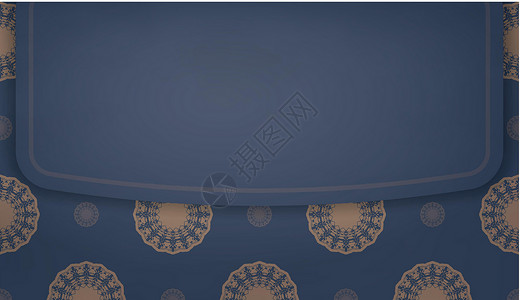 蓝色横条 配有古年棕色装饰品和徽标或文字的空间背景图片