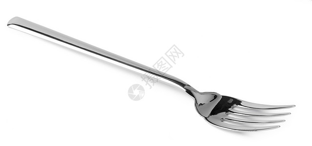 白底银餐叉 白底孤立金属用餐餐具刀具厨房银器白色工具背景图片