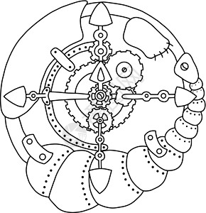 坦普坎溶洞史坦普克黑白指南针 孤立在白色背景彩页罗盘圆圈细线涂鸦引擎齿轮古董机械机器设计图片