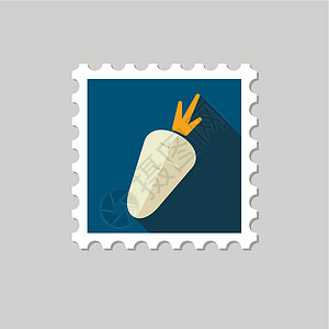 长阴影的胡萝卜平面邮票标签邮资植物农业饮食邮票邮政蔬菜邮戳贴纸背景图片