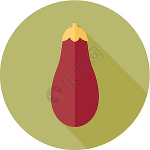 茄类平板图标叶柄插图食物紫色农业饮食蔬菜厨房插画