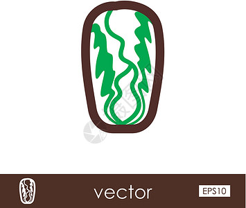 中国卷心菜大纲图标 蔬菜矢量植物叶子农业插图食物厨房绿色背景图片