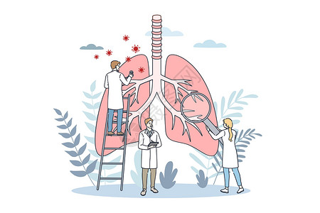 肺功能检查肺血管和肺部保健概念插画