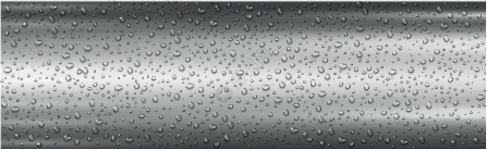 银金属背景上的现实水滴     矢量反射蓝色海浪啤酒气泡墙纸艺术雨滴金属推介会背景图片