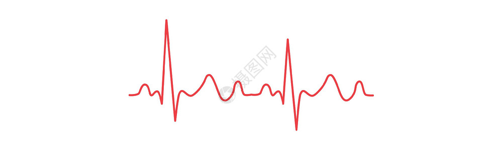 血hcg心脏脉冲  白色背景上的弯曲红线医院心脏病学监视器诊断韵律心电图海浪标识生活插图设计图片