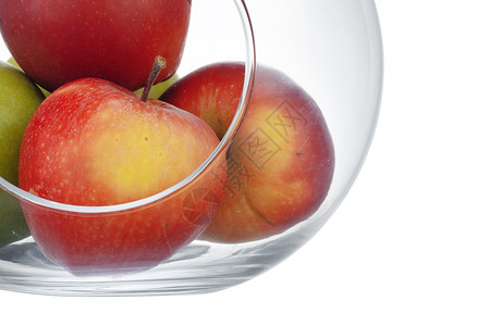 玻璃水果碗贴上白底苹果的玻璃水果碗贮存储存白色餐具容器背景图片