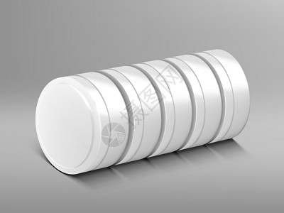 3D 白回合锡罐用于食品或化妆品糖果用途小样贮存产品凝胶圆盒咖啡挫败圆圈插画