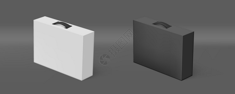 黑色和浅褐色鸭3D 白纸盒和黑纸盒箱处理案件插画