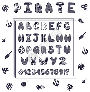 音量字母和数字 海文风格的字母表背景图片