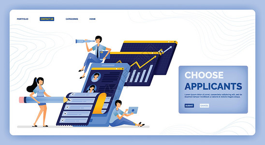 空镜素材网站从符合公司价值的求职者中选择申请人的矢量插图 设计可用于登陆页面 网页 网站 移动应用程序 海报 传单 ui ux插画